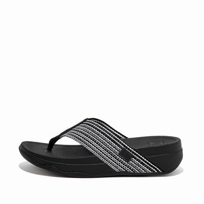 Fitflop Surfa Toe-Post - Sandalen Damen - Schwarz (VZU849301)